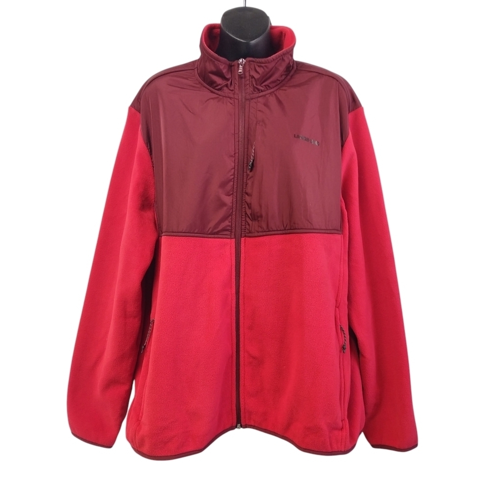 Lands' End Men's Red Fleece Zip Up Jacket Size XXL NWT